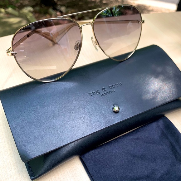 RAG & BONE stunning GOLD AVIATORS metal frames gradient mirrored lens NEW + case - Picture 4 of 8